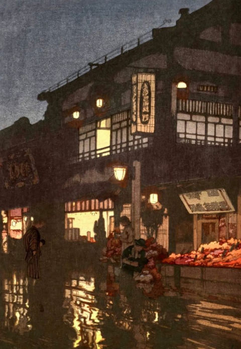 Kagurazaka Street after a Night Rain, 1929, Hiroshi Yoshida