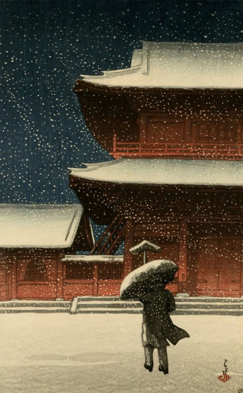 Snow at Zōjō-ji Temple, Kawase Hasui